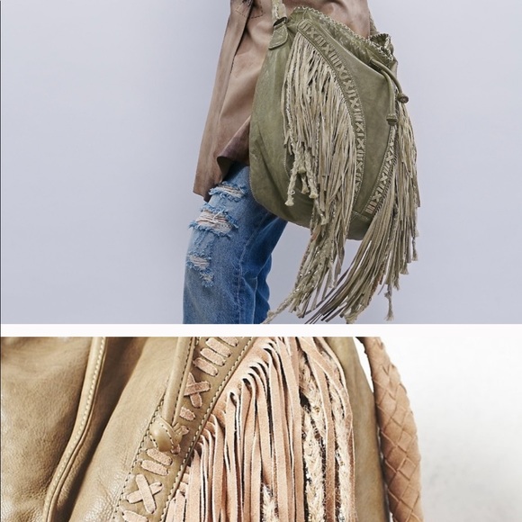 Free People Handbags - ISO Free People Isadora Olive green fringe bag